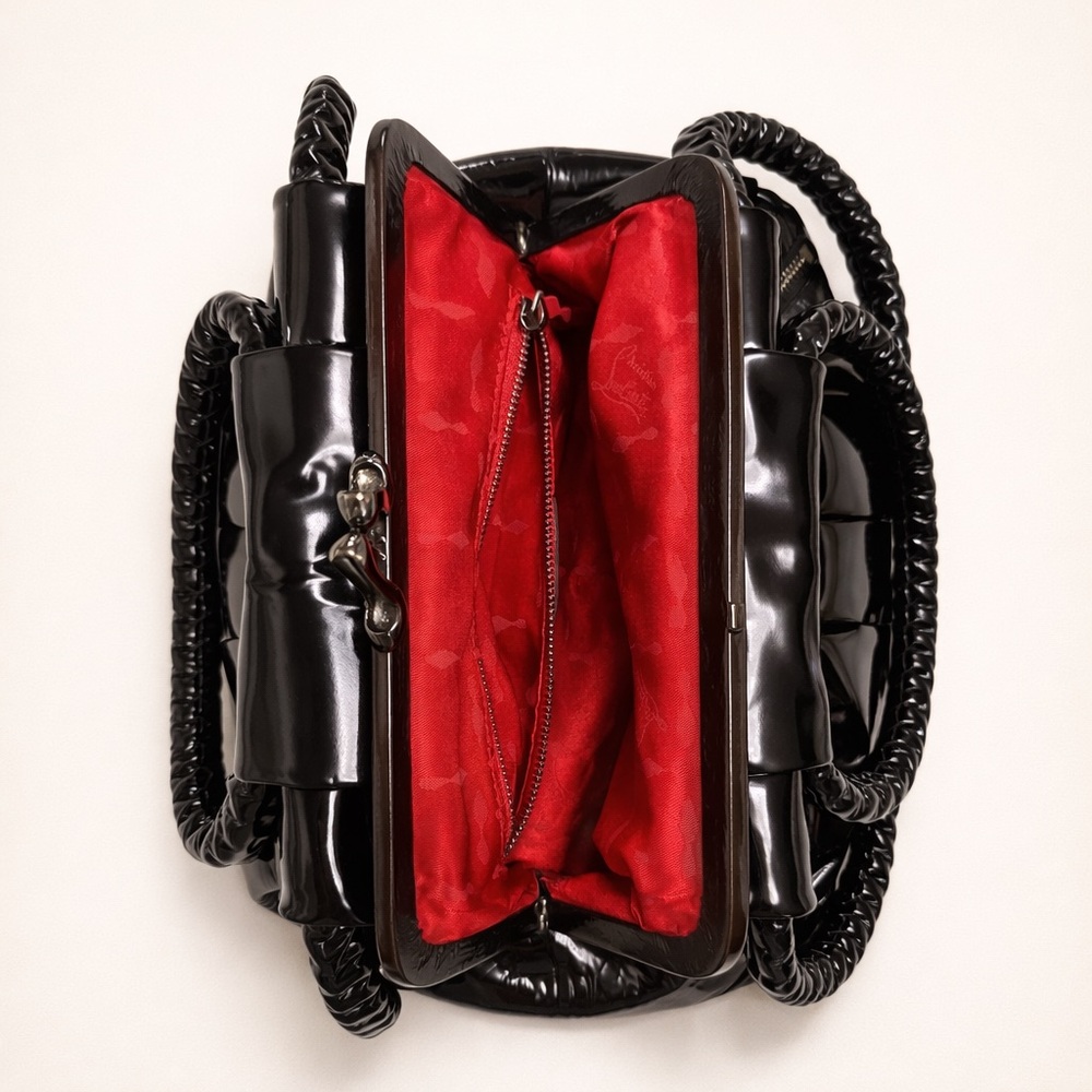 Christian Louboutin Loubette Black Patent Kisslock Satchel - Picture 4 of 9